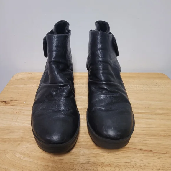 IGI & CO Dressy Black Leather Platform Ankle Boots Shoes (ITALY) Size 7.5 / 38 - Picture 4 of 13